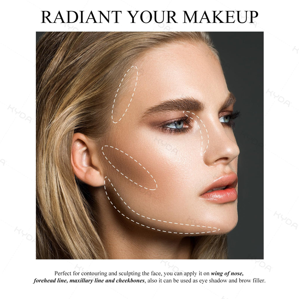 Multi-use application showing brow and cheekbone sculpting