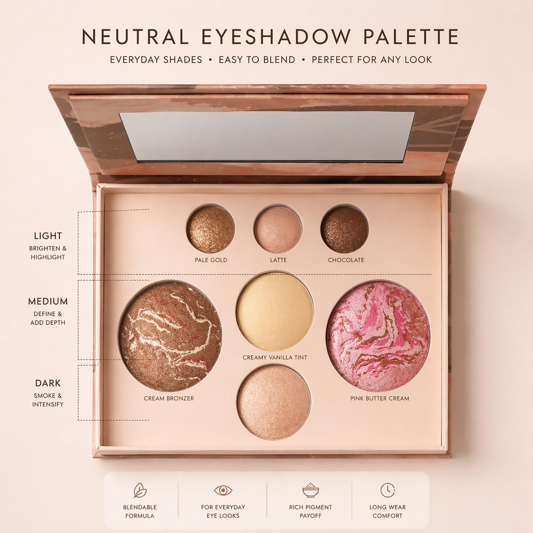 Llasido baked palette eyeshadow and highlighter swatches