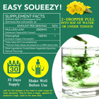 Lifestyle display of Newseel liquid herbal drops being mixed into a glass of water.