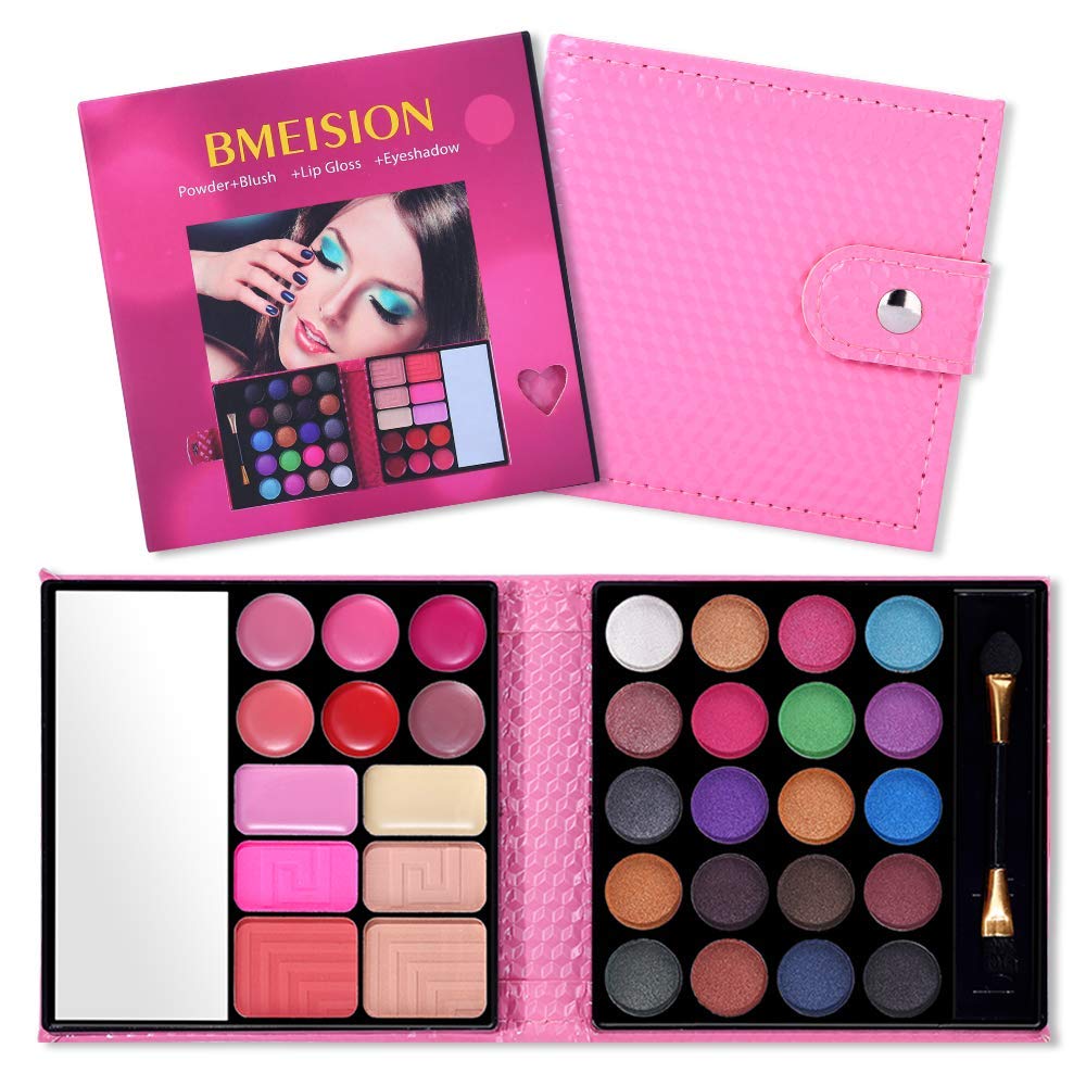 Open QiBest makeup palette with 20 eyeshadows