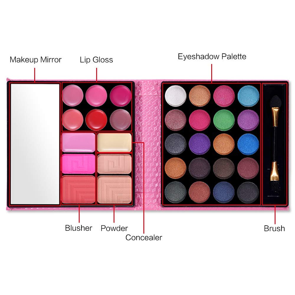 Close up of QiBest eyeshadow and lip gloss palette