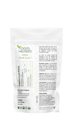 Yogis Herbs Andrographis paniculata powder supplement container showcasing nutritional facts panel
