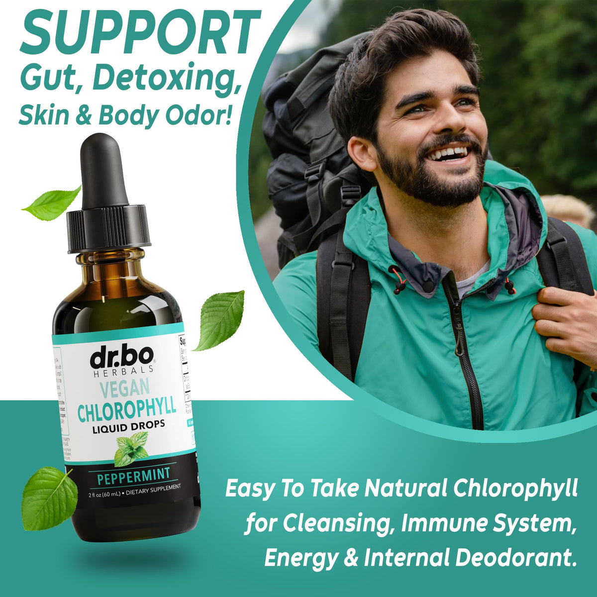 Peppermint flavored internal deodorant drops packaging details