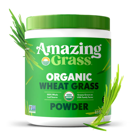 Organic whole leaf green supplement tub showing the certified USDA Organic seal for premium immunity support.