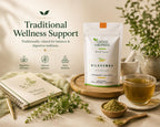 Yogis Herbs immune support supplement being measured out with a regular teaspoon