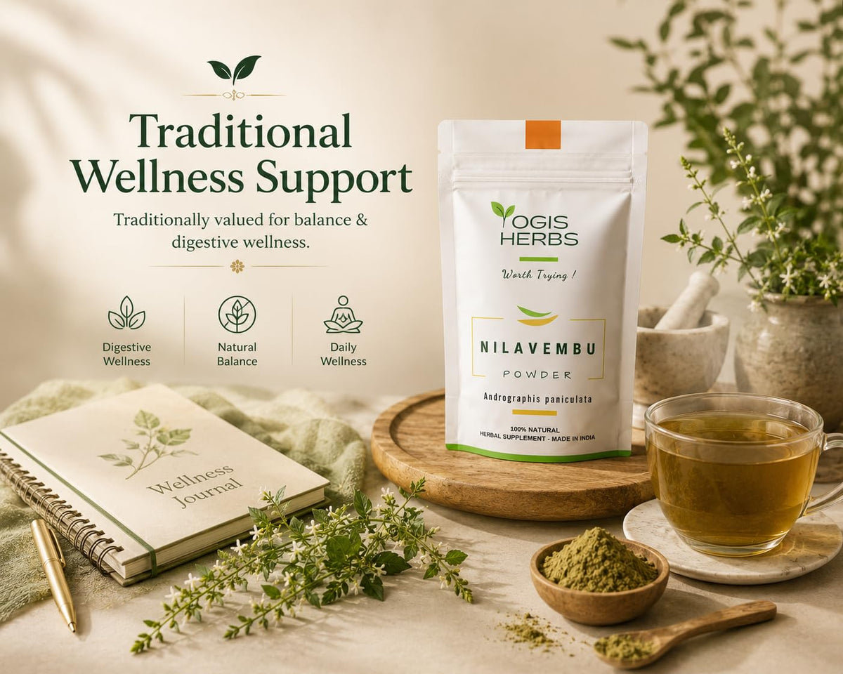 Yogis Herbs immune support supplement being measured out with a regular teaspoon