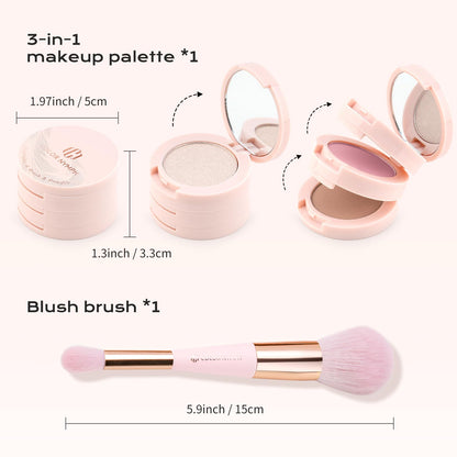 Stacked design of Color Nymph makeup palette for travel