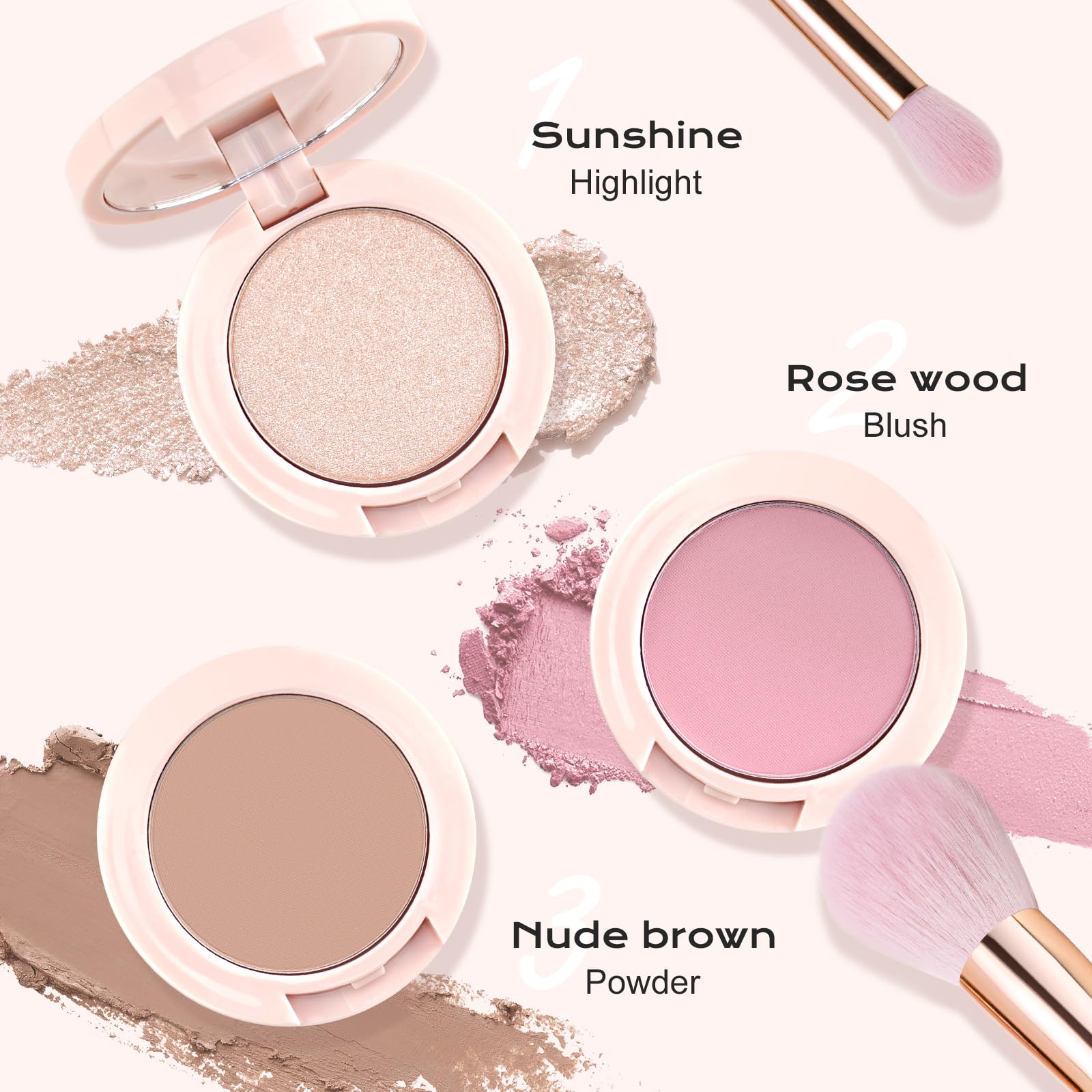 Open Color Nymph palette showing blush contour and highlighter shades