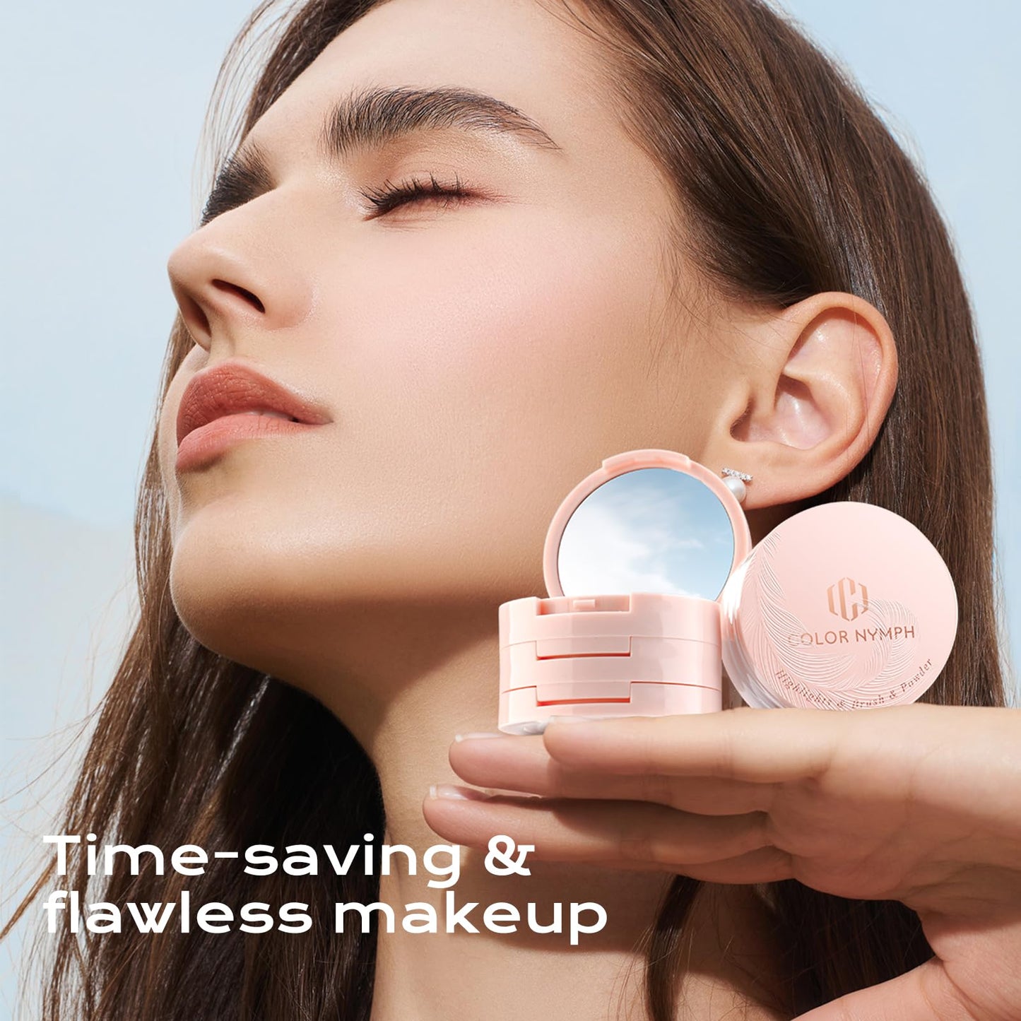 Travel size Color Nymph makeup kit held in hand