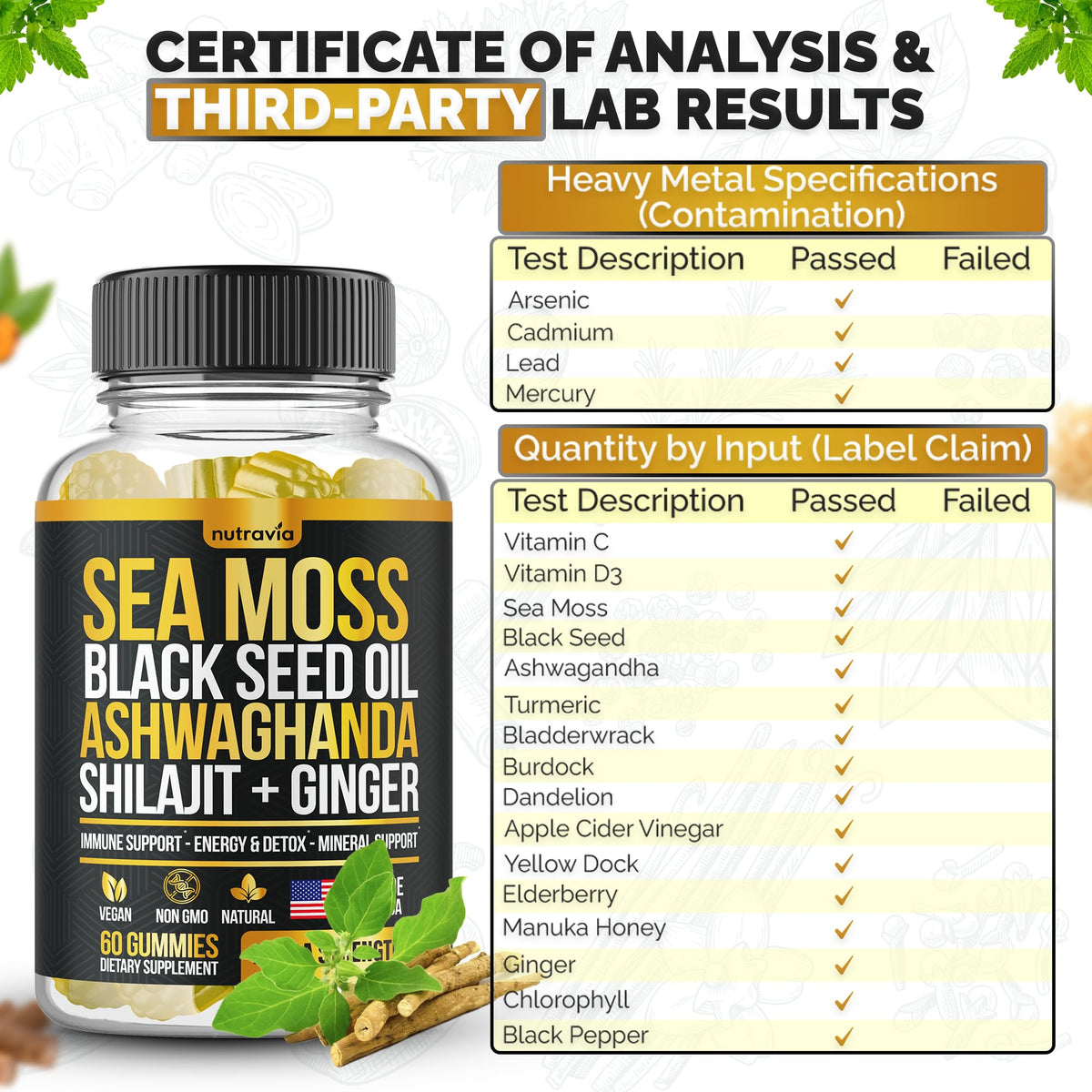 Vegan sea moss black seed oil ashwagandha chewable gummies