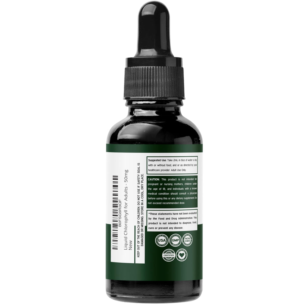 USA imported Dorado Nutrition chlorophyllin drops packaging showing supplement facts