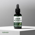 Dorado Nutrition chlorophyll drops liquid consistency showing natural green color