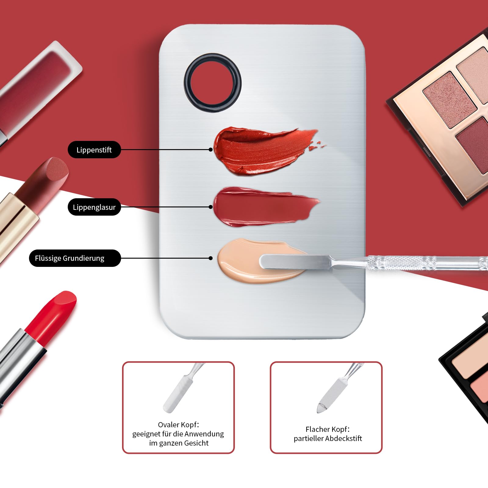 Using aliobc stainless steel spatula to mix lipstick