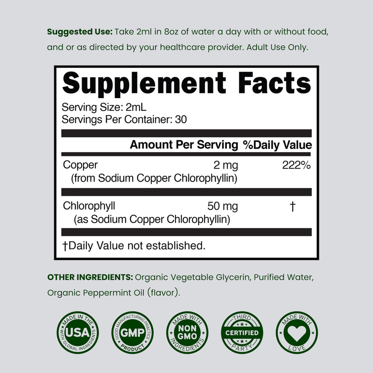 Dorado Nutrition premium internal deodorizer and antioxidant liquid supplement bottle