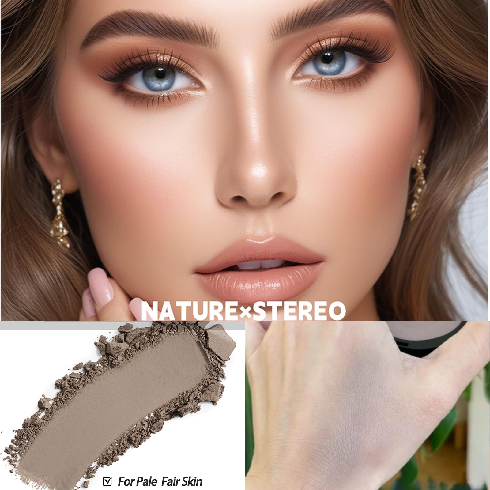 Close up of Okerker taupe grey matte contour powder texture
