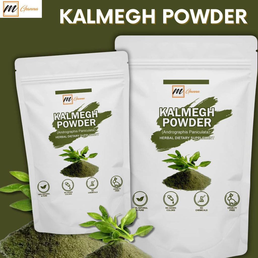 Finely ground Green Chiretta Kalmegh powder texture close up view