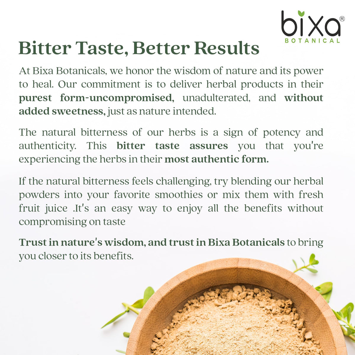 Authentic imported USA package of Bixa Botanical King of Bitters powder for immune support