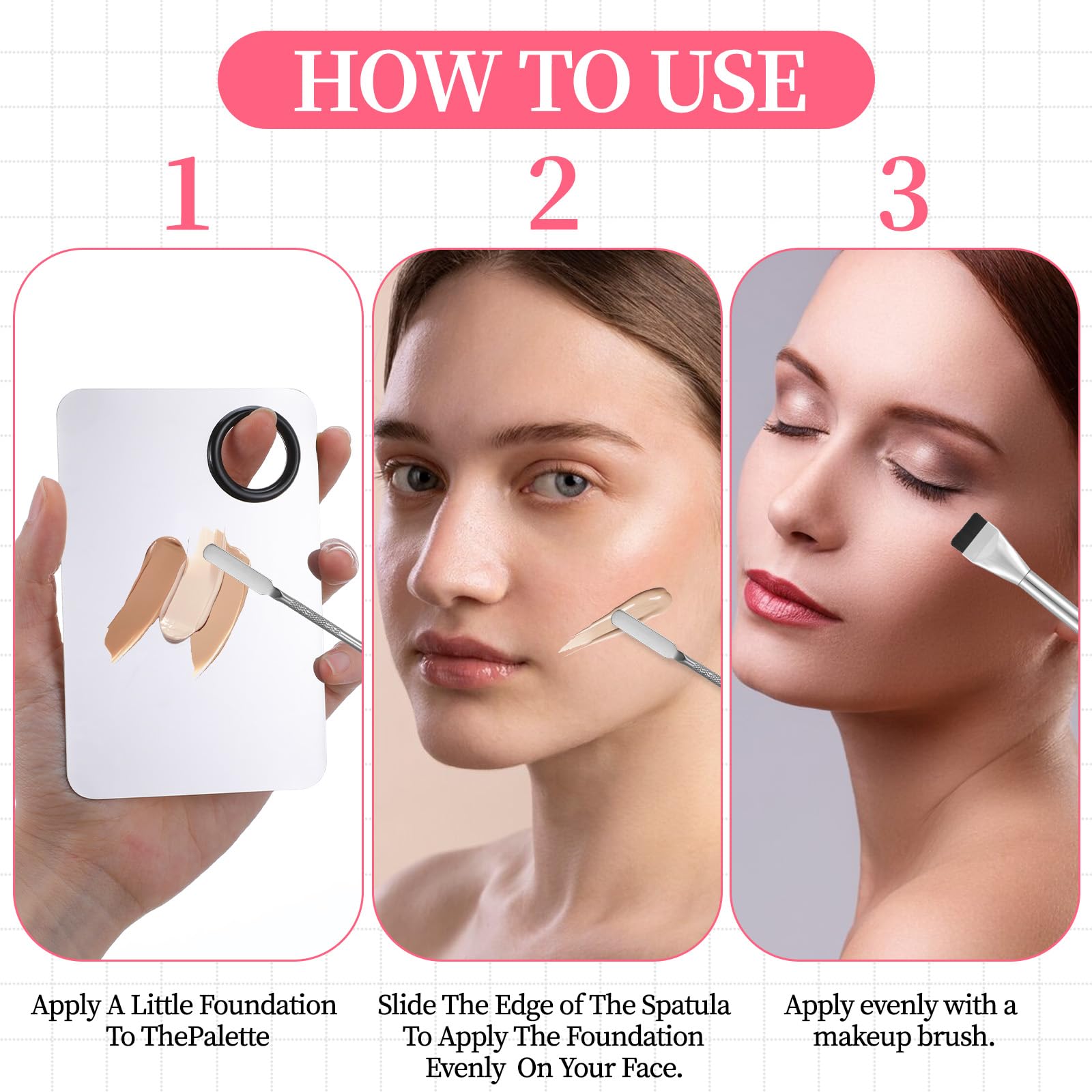 Double-headed makeup spatula for cosmetic application