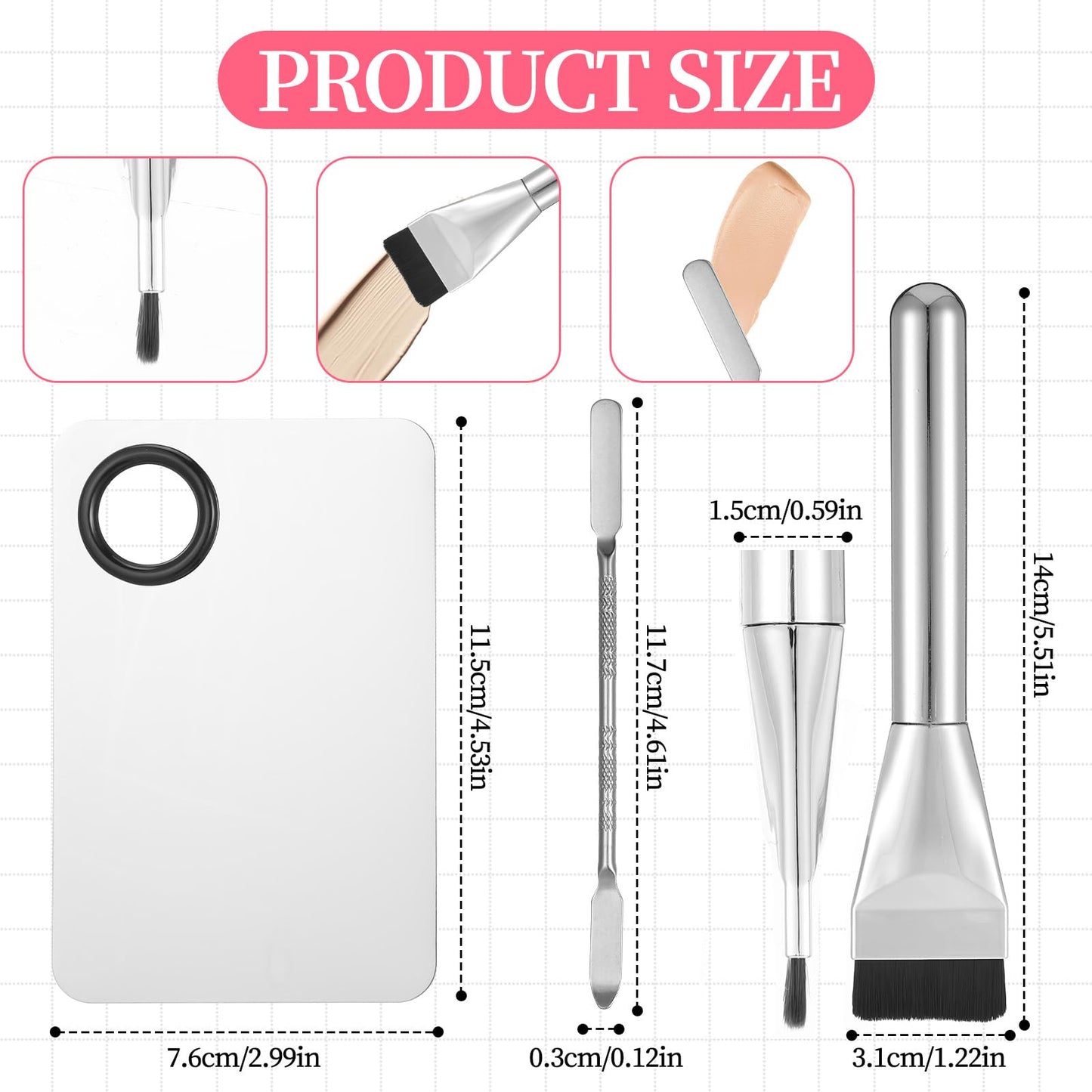 Close up of Ouligay stainless steel cosmetic mixing tray