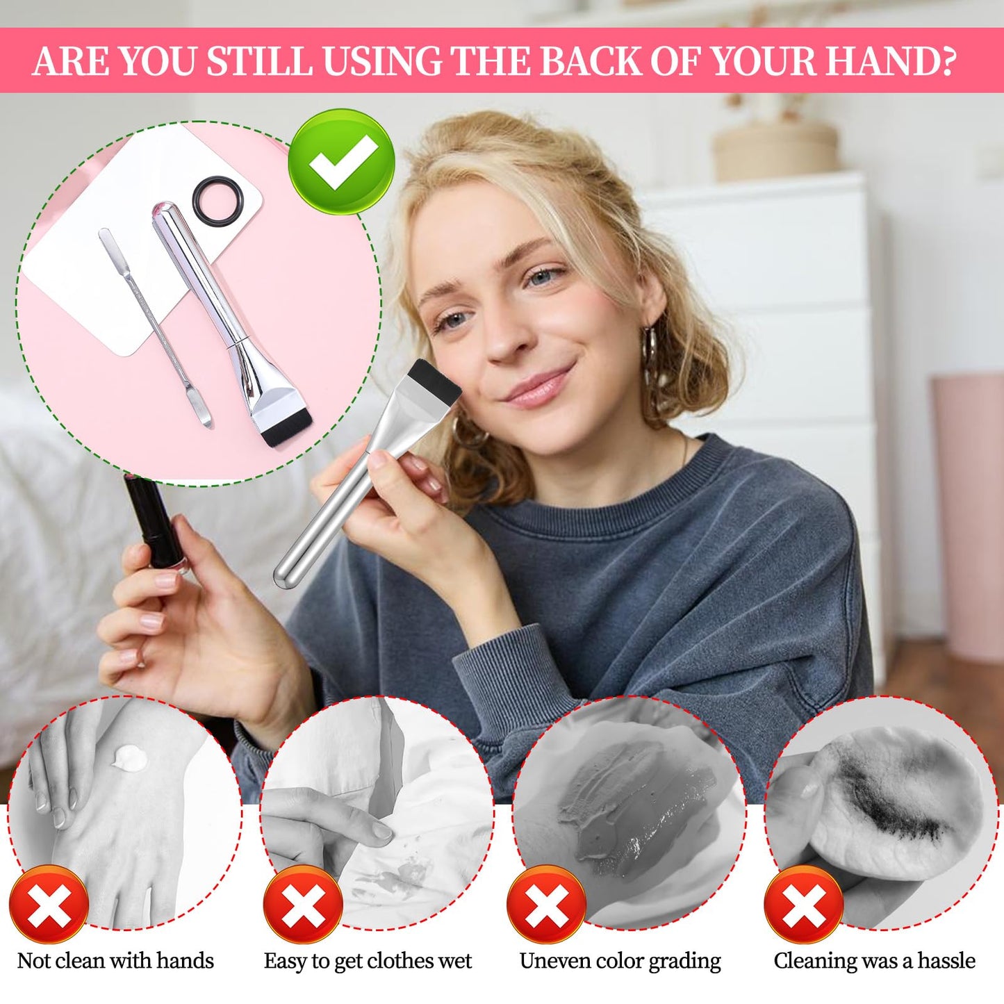 Travel-friendly makeup palette and spatula set in hand