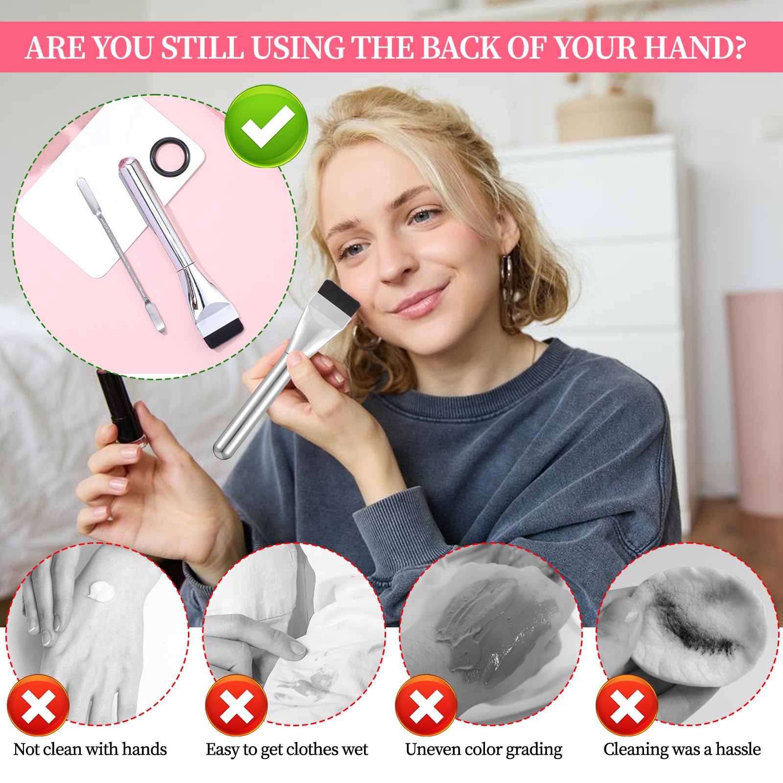 Travel-friendly makeup palette and spatula set in hand