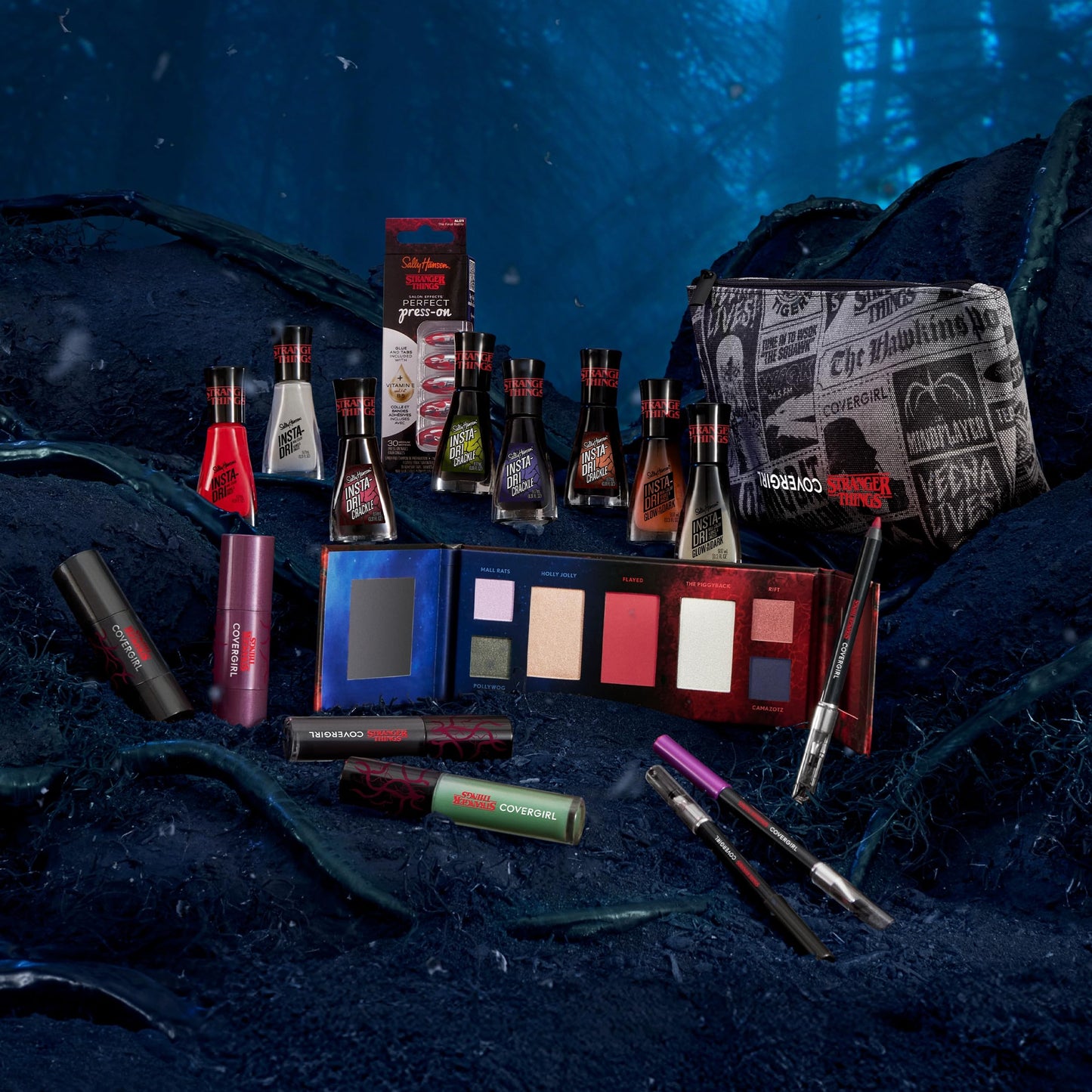 Back of the Covergirl X Stranger Things makeup palette displaying product details