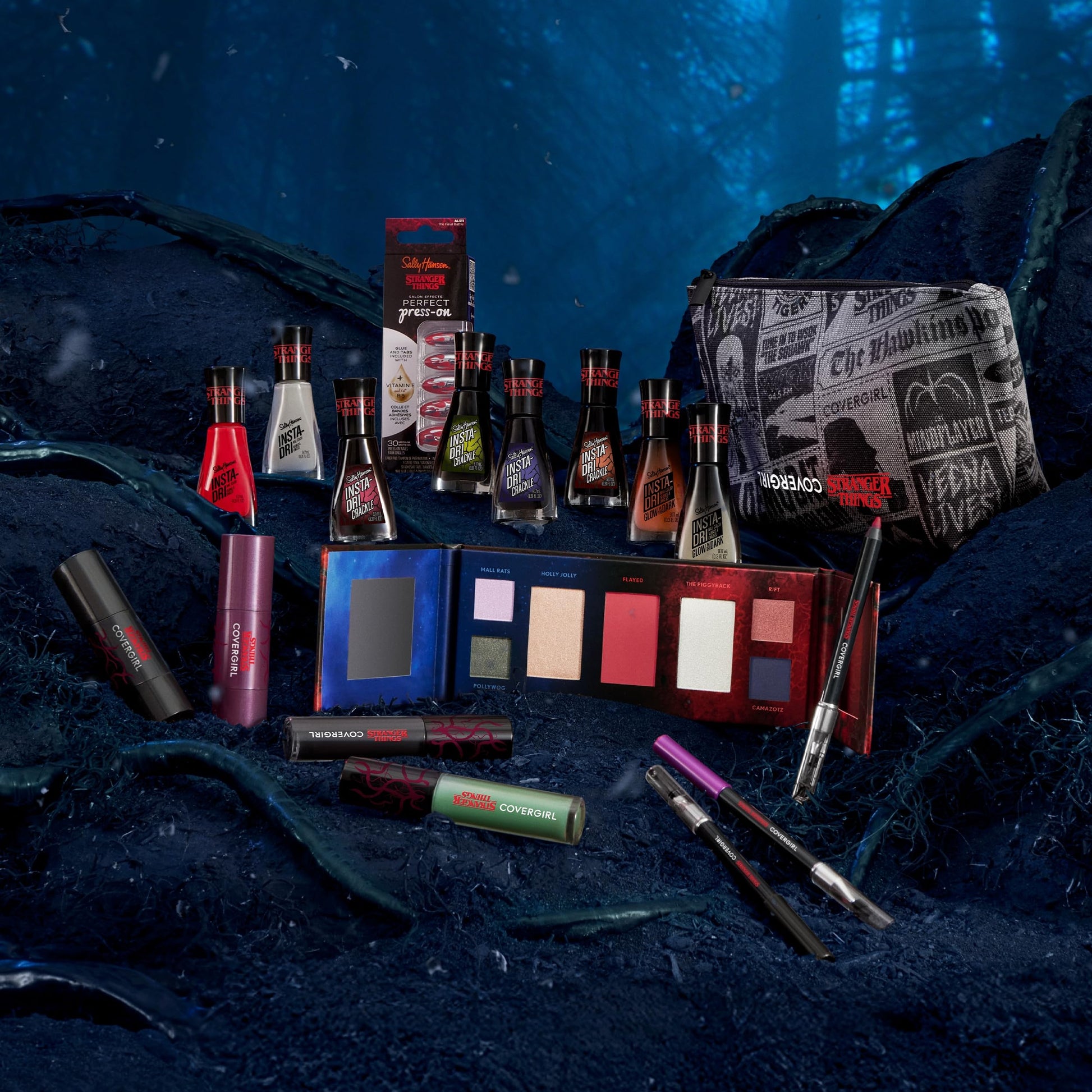 Back of the Covergirl X Stranger Things makeup palette displaying product details