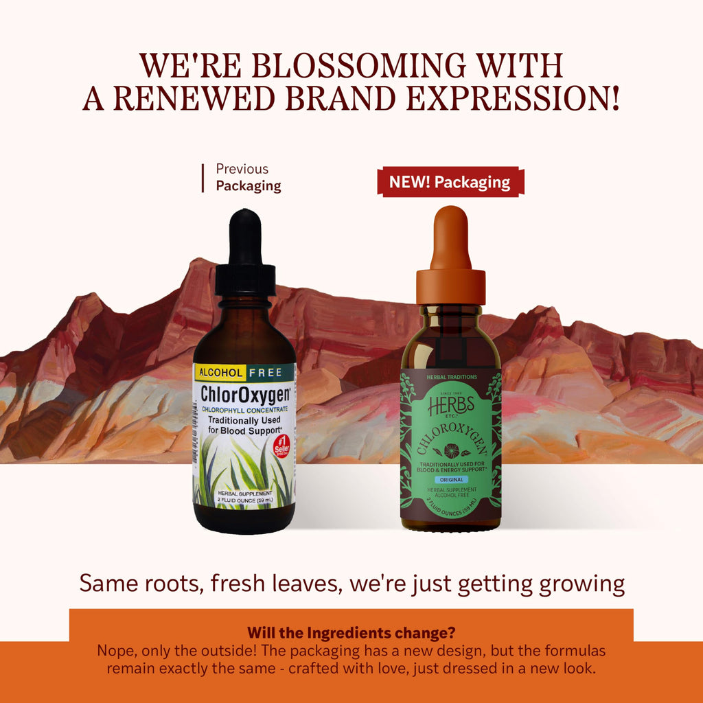 Herbs Etc ChlorOxygen liquid chlorophyll drops supplement facts label