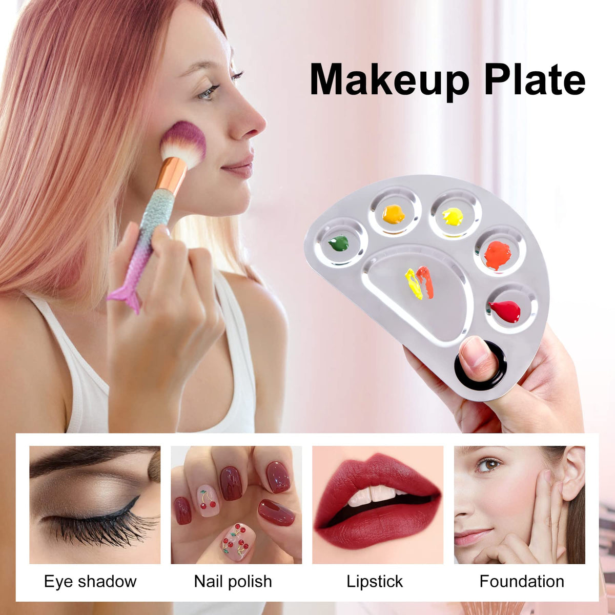 Complete 2-piece makeup palette and spatula set arranged on a surface