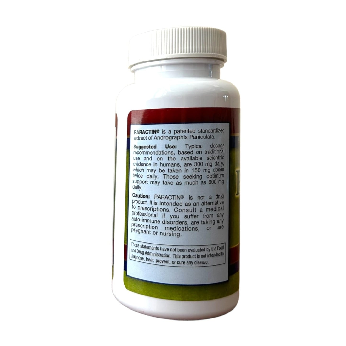 HP LIFESCIENCE ParActin dietary supplement packaging showing the vegetarian capsule certification and safety seal.