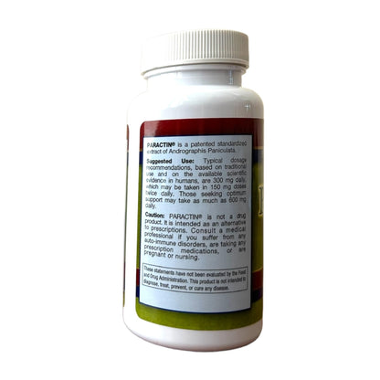 HP LIFESCIENCE ParActin dietary supplement packaging showing the vegetarian capsule certification and safety seal.