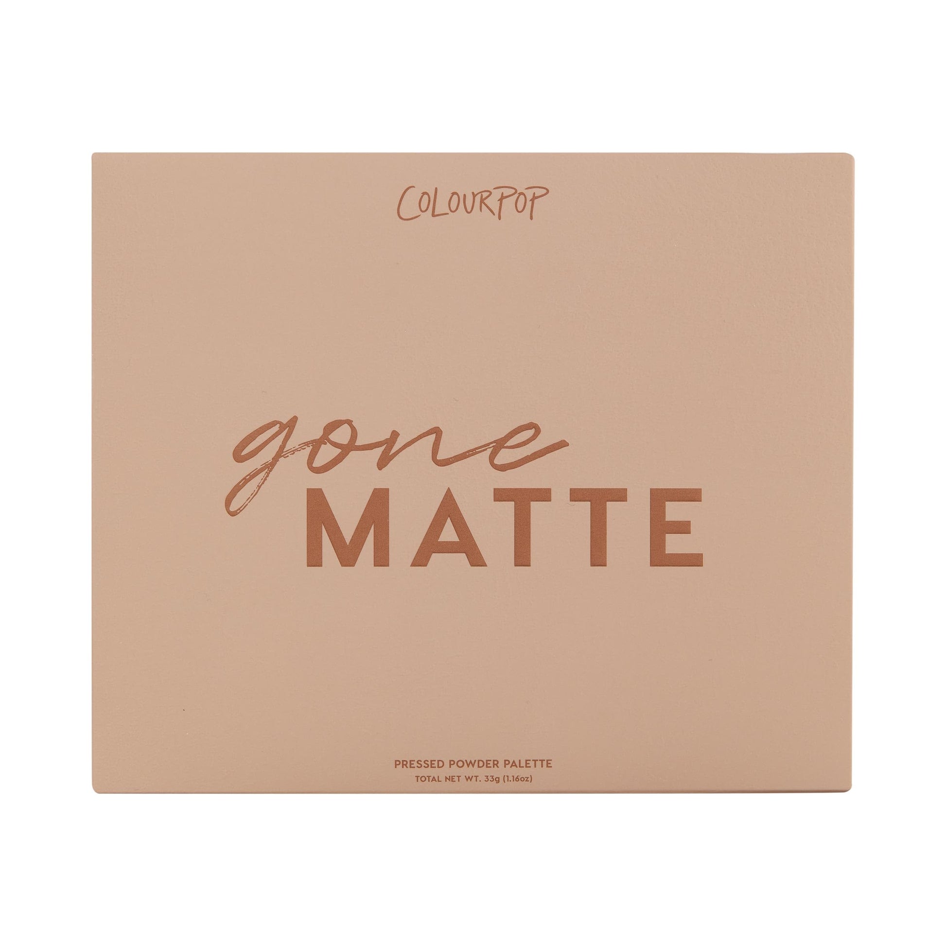 Back of Colourpop Gone Matte palette showing product details