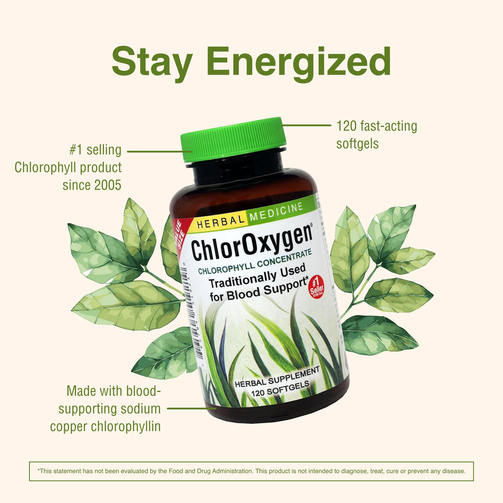 Herbs Etc ChlorOxygen non GMO gluten free chlorophyll softgels for detoxification and skin support