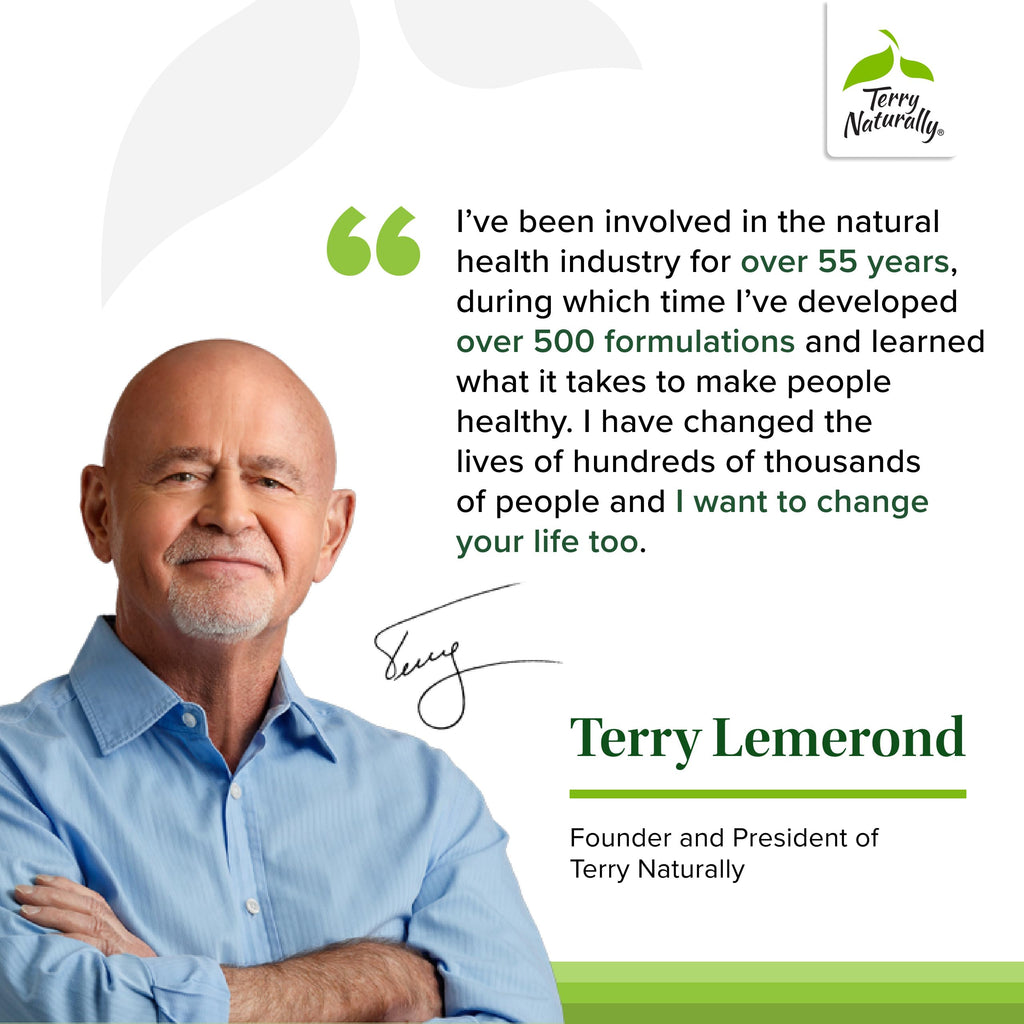 Authentic Terry Naturally immune support formula displaying clear sinus and bronchial passageway benefits.