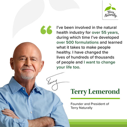 Authentic Terry Naturally immune support formula displaying clear sinus and bronchial passageway benefits.