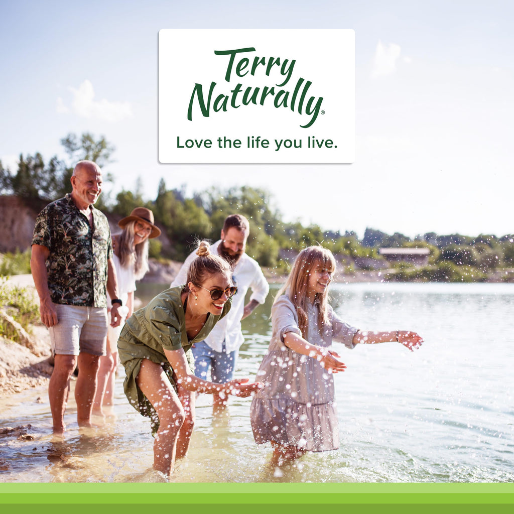 Terry Naturally clear breathing herbal capsules package content breakdown for daily wellness.