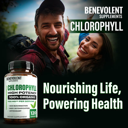 Benevolent Nourishment wellness superfoods chlorophyll capsules packaging for natural antioxidant protection