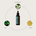 An overhead view of the Juna 50 Milliliter bottle showing the premium tamper-evident green seal
