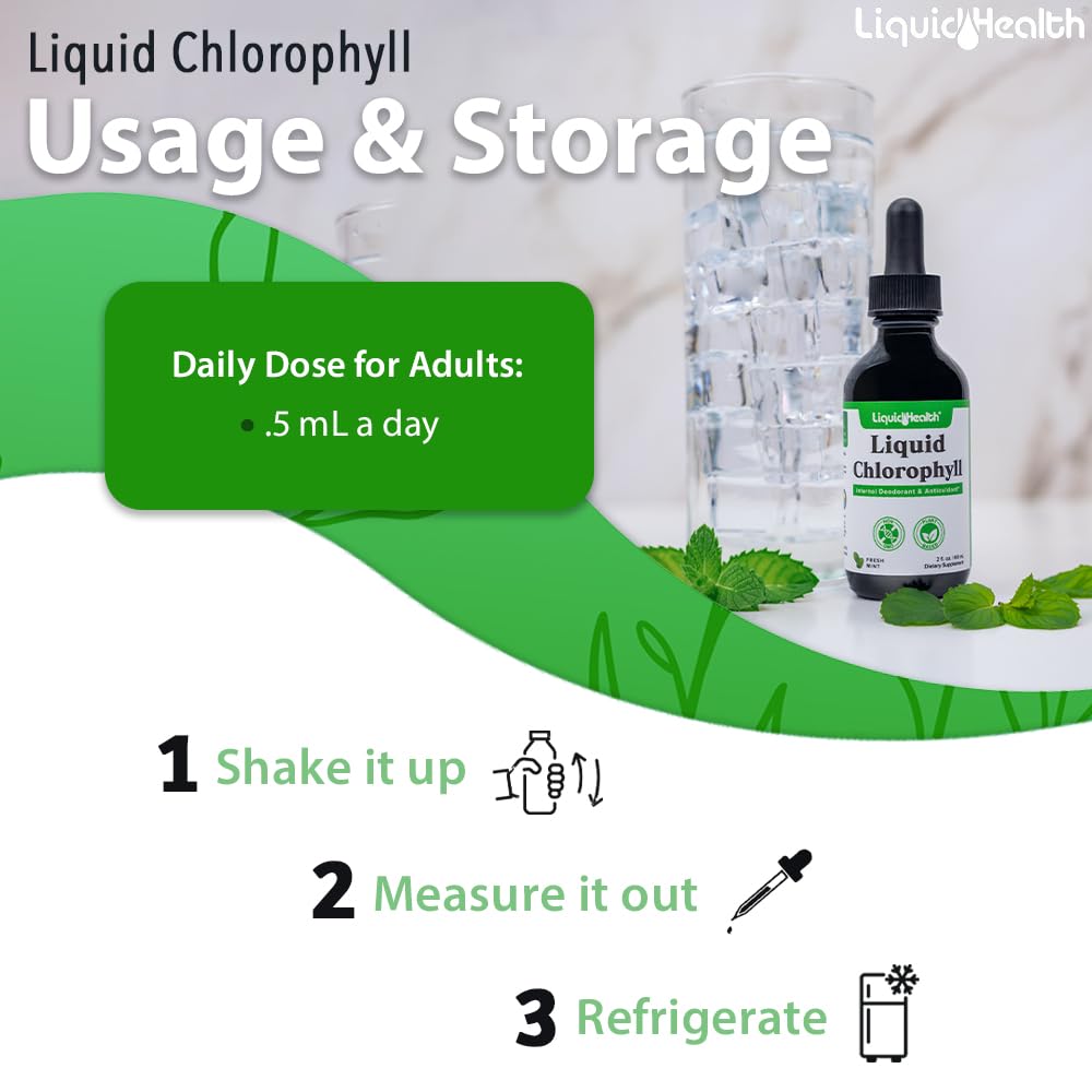 Authentic USA imported LiquidHealth liquid chlorophyll dietary supplement bottle with dropper