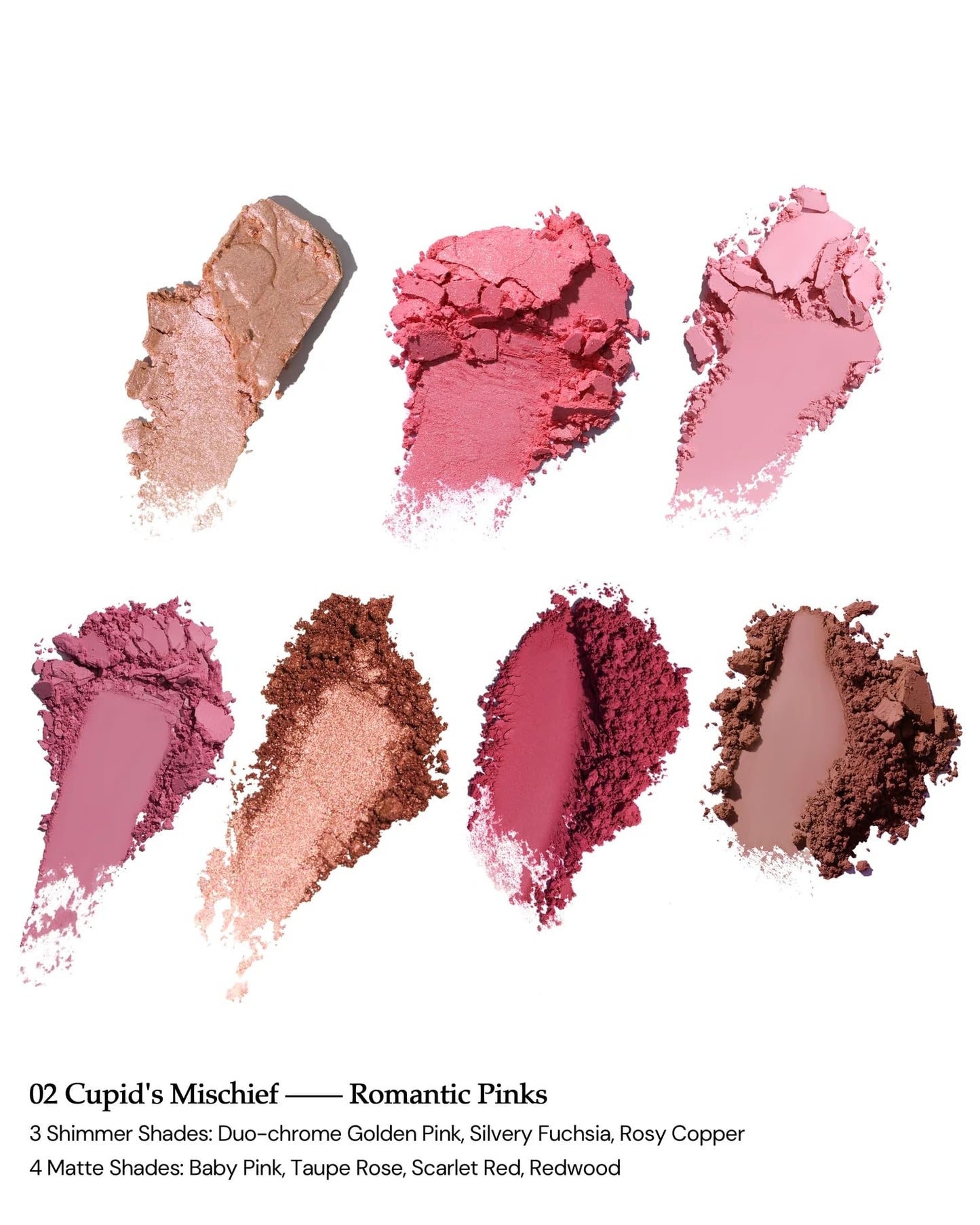 Open Flower Knows Strawberry Cupid palette showing seven pressed powder shades