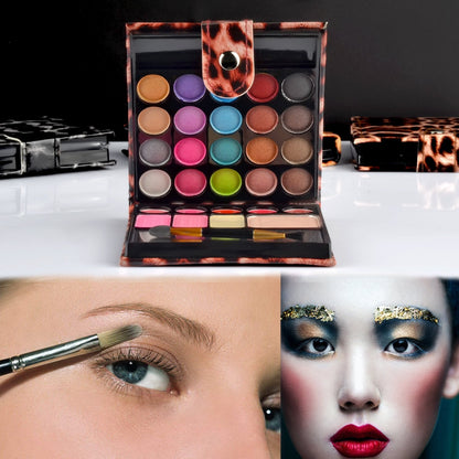 Top down view of Ecvtop professional eyeshadow and blush collection