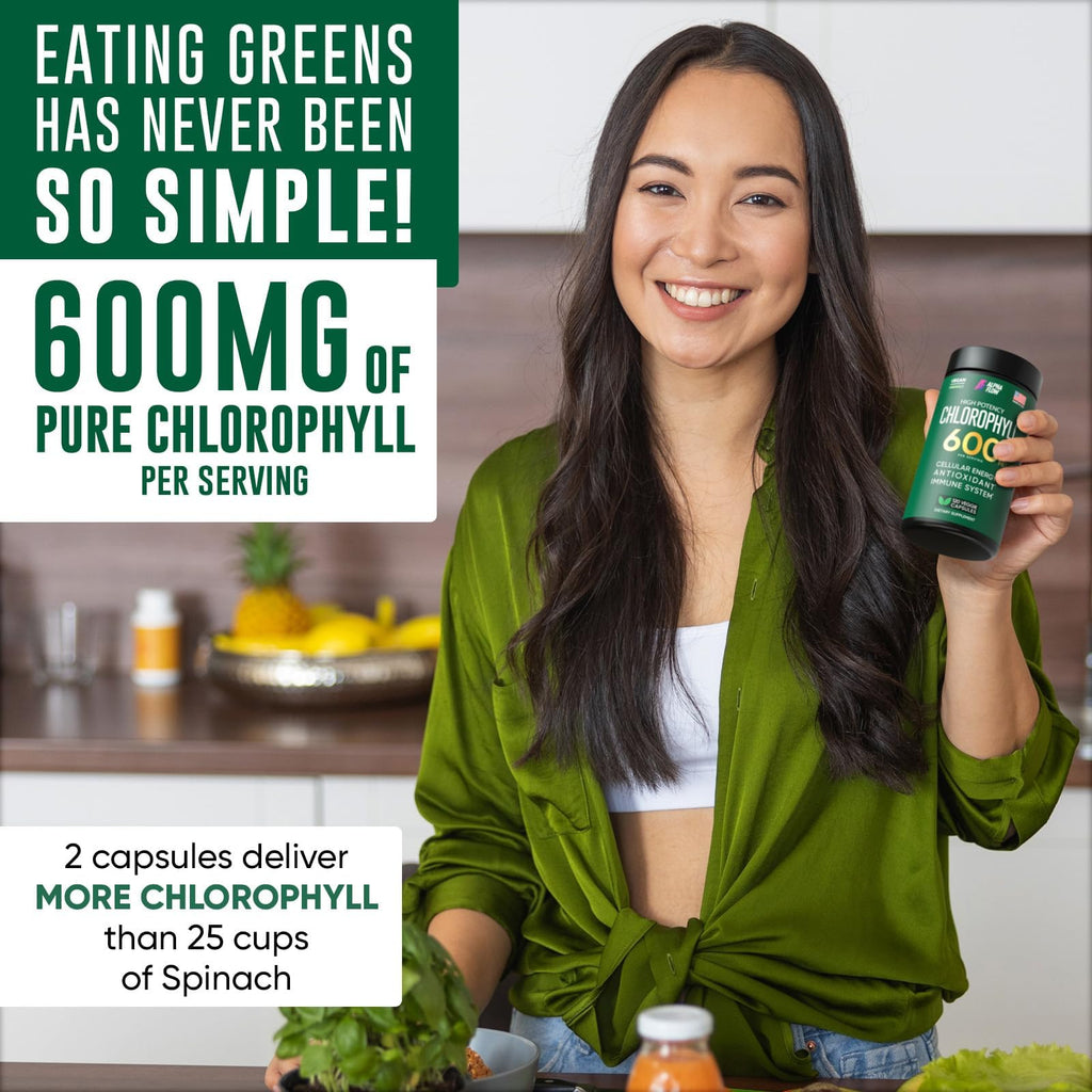 Alpha Flow Chlorophyll supplement nutritional facts and ingredient label