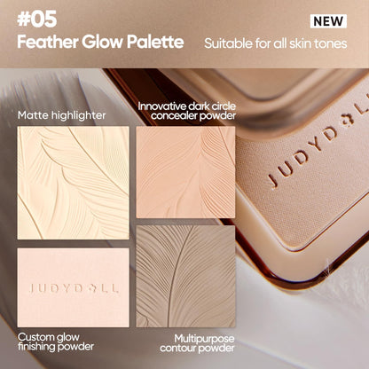 Judydoll 4-color face palette with feather embossing detail