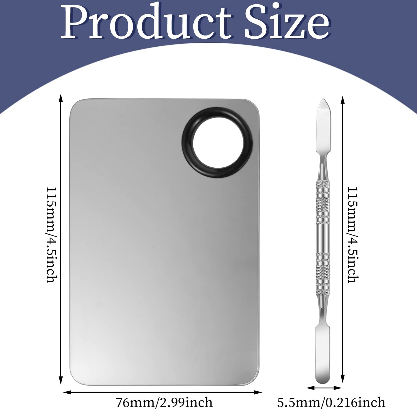 Stainless steel makeup palette with spatula for blending foundation