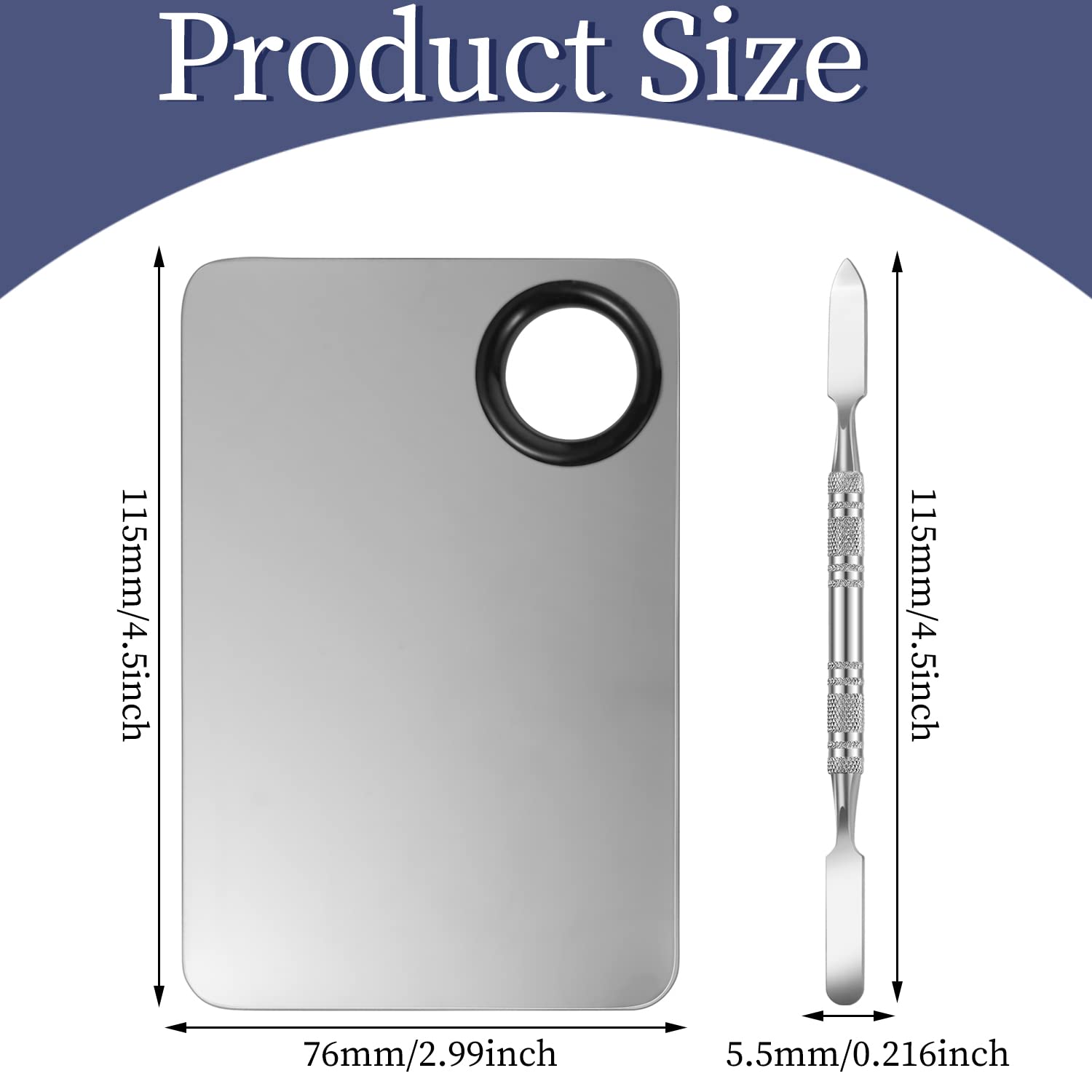 Stainless steel makeup palette with spatula for blending foundation