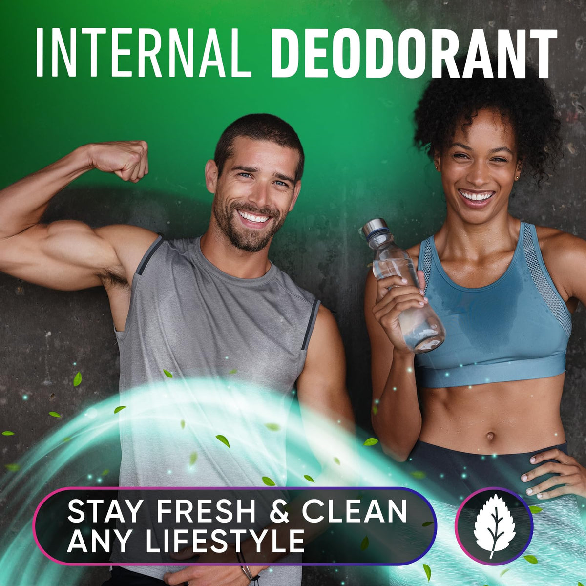 Alpha Flow mint flavor chlorophyll supplement for internal body deodorant benefits