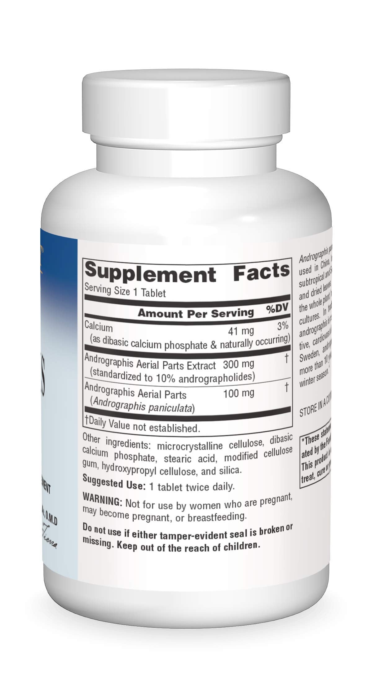 Planetary Herbals Andrographis traditional winter herb tablets side packaging information