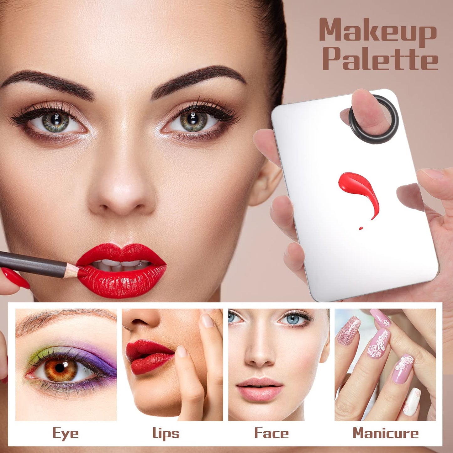 Hygenic stainless steel foundation mixing palette set