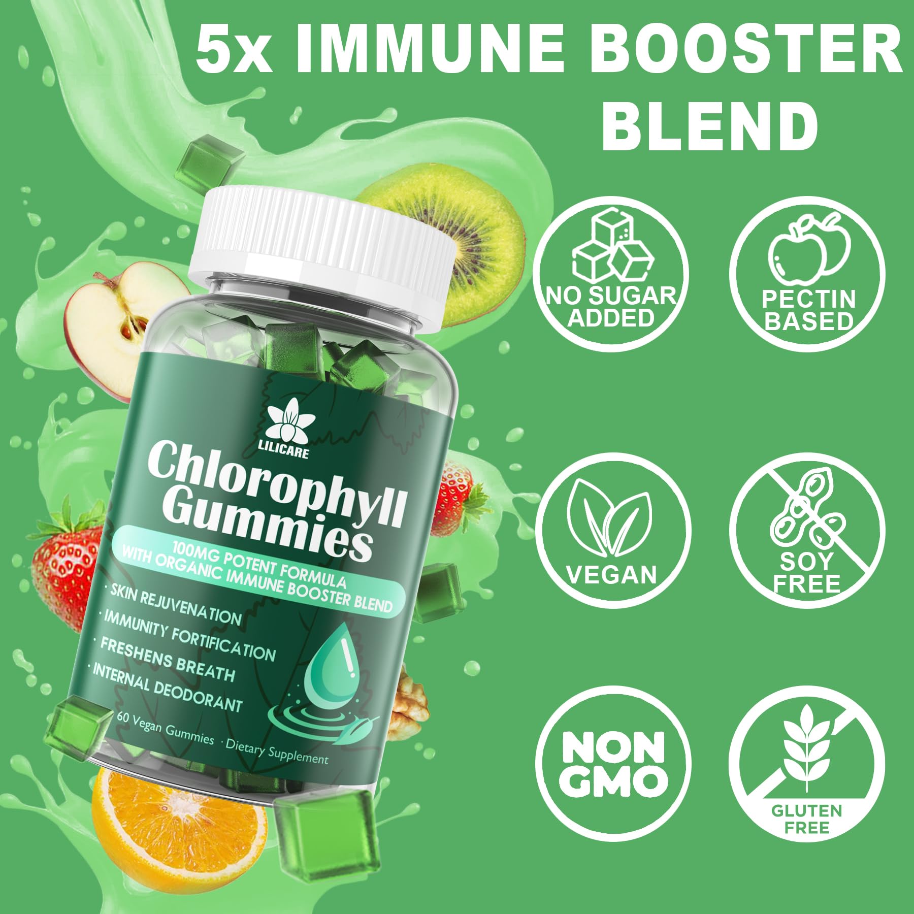 EnvyDeal wellness chlorophyll chewable gummies with elderberry and zinc complex