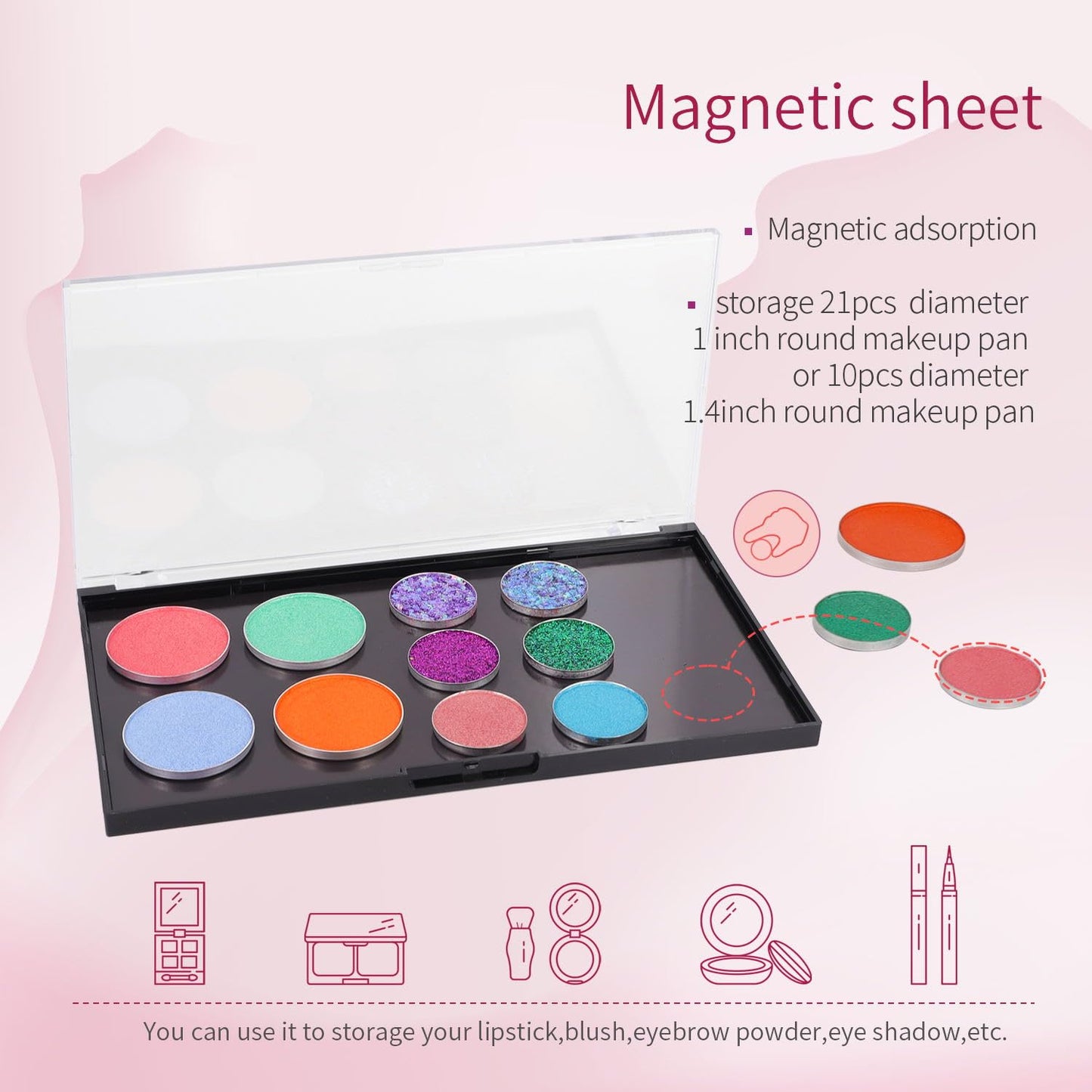 Ajltpa makeup palette with transparent lid closed